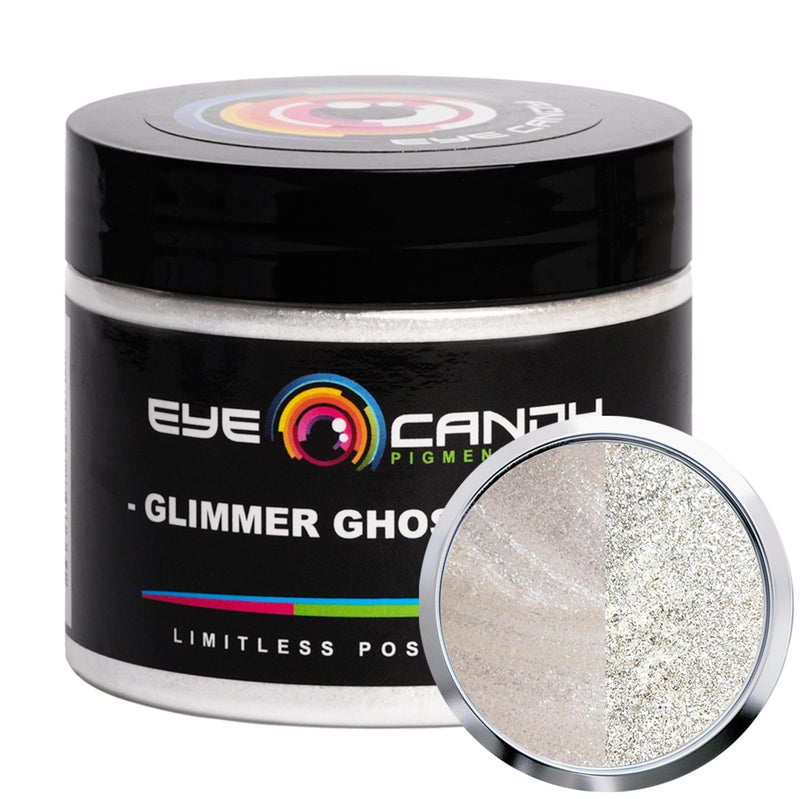 Eye Candy Pigments Premium Ghost Mica Powder - Glimmer White (50gr) - for Epoxy, Resin, Soap, Paint, Woodworking, Acrylic Pouring, Bath Bombs, Fishing Lures - DIY Arts and Crafts Additive - Image 1